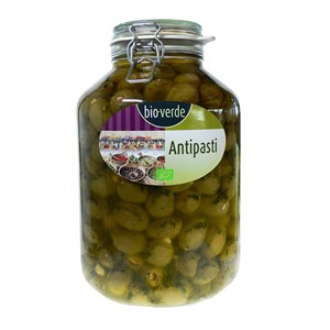 OLIWKI ZIELONE NADZIEWANE MIGDAŁAMI Z ZIOŁAMI W OLEJU BIO 4,75 kg (SŁOIK) - BIO-VERDE