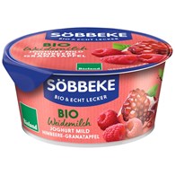 JOGURT KREMOWY MALINA - GRANAT (3,8 % TŁUSZCZU W MLEKU) BIO 150 g - SOBBEKE