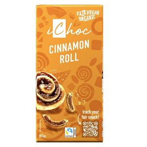 TABLICZKA KAKAOWA Z CYNAMONEM I KAWAŁKAMI WAFLI FAIR TRADE BIO 80 g - ICHOC (VIVANI)