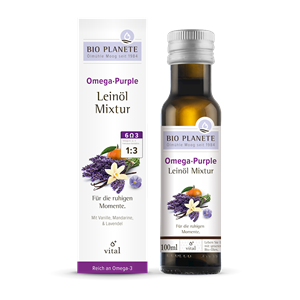 OMEGA PURPLE - MIESZANKA Z OLEJEM LNIANYM (MANDARYNKA, WANILIA, LAWENDA) BIO 100 ml - BIO PLANETE