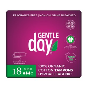 TAMPONY ZE 100 % BAWEŁNY EKOLOGICZNEJ - SUPER 18 szt. - GENTLE DAY