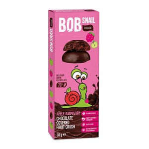 PRZEKĄSKA CHOCO JABŁKO - MALINA W CIEMNEJ CZEKOLADZIE BELGIJSKIEJ BEZ DODATKU CUKRÓW BEZGLUTENOWA 30 g - BOB SNAIL