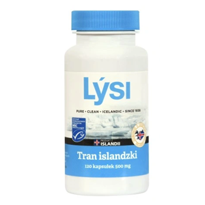 TRAN ISLANDZKI MSC OMEGA-3 (500 mg) 120 KAPSUŁEK - LYSI
