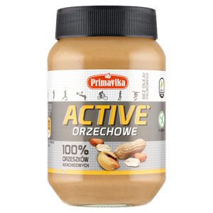 KREM Z PRAŻONYCH ORZESZKÓW ZIEMNYCH ACTIVE BEZGLUTENOWY 470 g - PRIMAVIKA