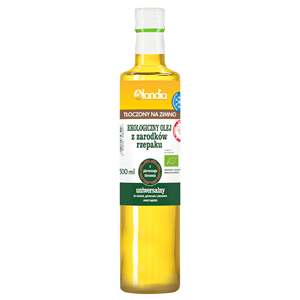 OLEJ Z ZARODKÓW RZEPAKU UNIWERSALNY TŁOCZONY NA ZIMNO OMEGA-3 BIO 500 ml - OLANDIA
