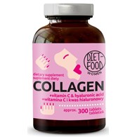 KOLAGEN WOŁOWY Z KWASEM HIALURONOWYM I WITAMINĄ C 300 TABLETEK - DIET-FOOD