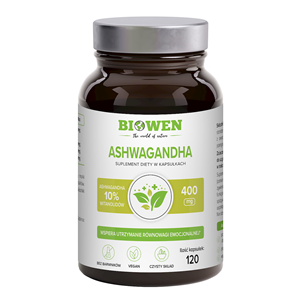 ASHWAGANDHA EKSTRAKT BEZGLUTENOWY (400 mg) 120 KAPSUŁEK - BIOWEN