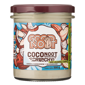 KREM MIGDAŁOWO - KOKOSOWY CRUNCHY BEZ DODATKU CUKRÓW BEZGLUTENOWY 300 g - GOOD NOOT