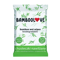 CHUSTECZKI BAMBUSOWE NAWILŻANE DLA DZIECI 99,3 % WODY 10 szt. - BAMBOOLOVE