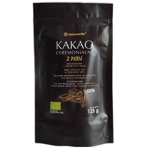 KAKAO CEREMONIALNE - TABLICZKA GORZKA 100 % KAKAO BIO 125 g - ISLAVERDE (SEGURA)
