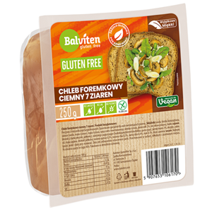 CHLEB FOREMKOWY CIEMNY 7 ZIAREN KROJONY BEZGLUTENOWY 250 g - BALVITEN