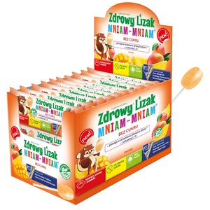 LIZAK O SMAKU MANGO Z WITAMINĄ D I C BEZ CUKRU BEZGLUTENOWY 6 g - MNIAM MNIAM STARPHARMA