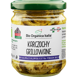 KARCZOCHY GRILLOWANE Z OLIWĄ Z OLIWEK EXTRA VIRGIN BIO 190 g (115 g) (SŁOIK) - BIO ORGANICA ITALIA