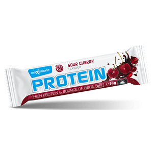 BATON PROTEINOWY O SMAKU WIŚNIOWYM W KAKAOWEJ POLEWIE BEZGLUTENOWY 50 g - MAXSPORT