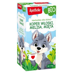 HERBATKA DLA DZIECI - KOPER WŁOSKI, MELISA I MIĘTA PO 6 MIESIĄCU BIO (20 x 1,5 g) 30 g - APOTHEKE