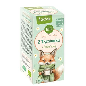 SYROP DLA DZIECI Z TYMIANKU I DZIKIEJ RÓŻY PO 1 ROKU BIO 250 g - APOTHEKE
