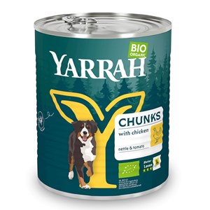 (DLA PSA) KAWAŁKI KURCZAKA Z POKRZYWĄ I POMIDOREM BIO 820 g - YARRAH