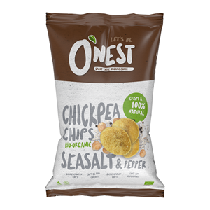 CHIPSY Z CIECIERZYCY Z SOLĄ MORSKĄ I PIEPRZEM CZARNYM BEZGLUTENOWE BIO 75 g - O'NEST